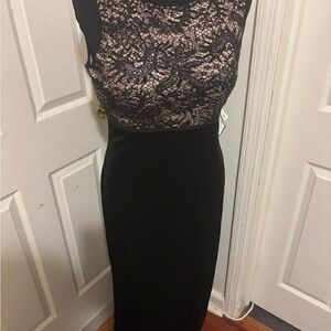 Nightway Chic Black and Pink Lace Maxi Dress